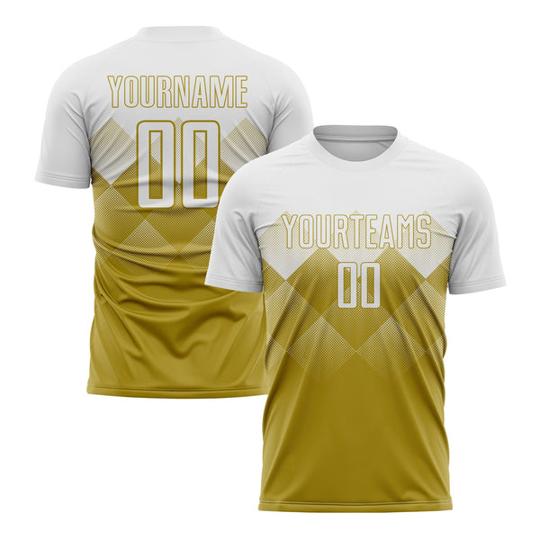 Custom Old Gold White Classic Uniform Training Sets Soccer Jersey For Adults/Kids