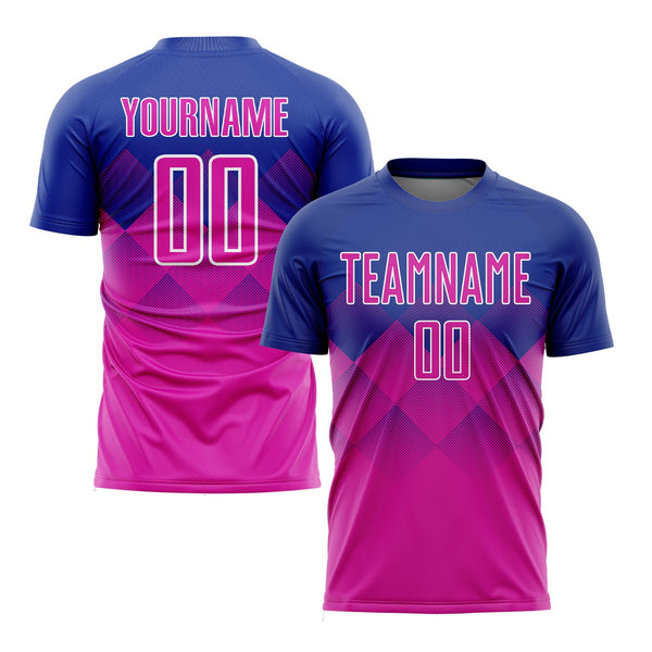 Custom Royal Deep Pink-White Classic Uniform Training Sets Soccer Jersey For Adults/Kids