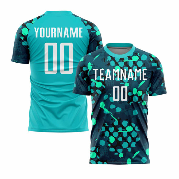 Custom Aqua White-Navy Classic Uniform Training Sets Soccer Jersey For Adults/Kids