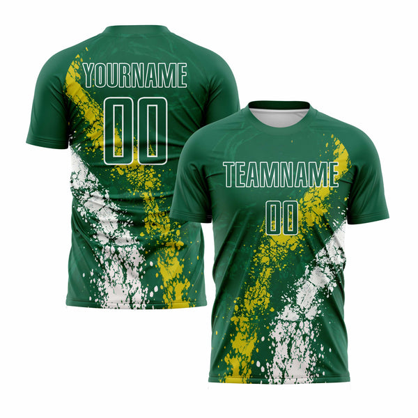 Custom Green Yellow-White Classic Uniform Training Sets Soccer Jersey For Adults/Kids