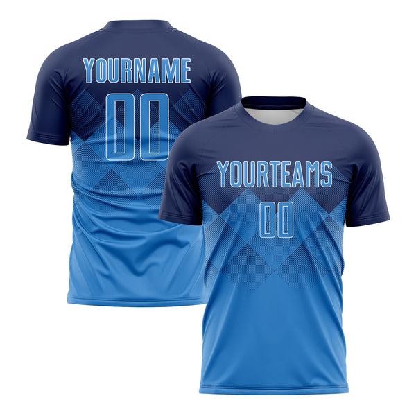 Custom Navy Powder Blue-White Classic Uniform Training Sets Soccer Jersey For Adults/Kids