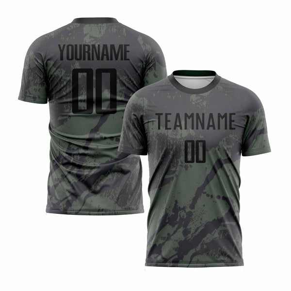 Custom Olive Black Classic Uniform Training Sets Soccer Jersey For Adults/Kids