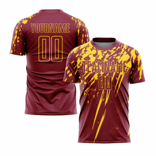 Custom Crimson Yellow Classic Uniform Training Sets Soccer Jersey For Adults/Kids