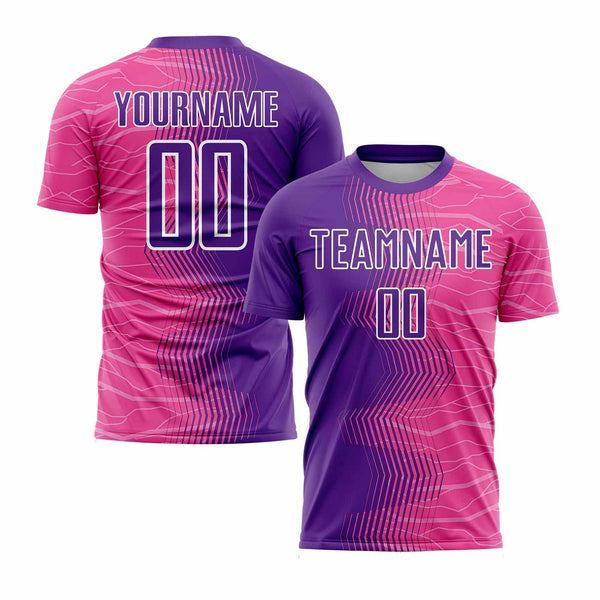 Custom Pink Purple-White Gradient Arrow Classic Uniform Training Sets Soccer Jersey For Adults/Kids