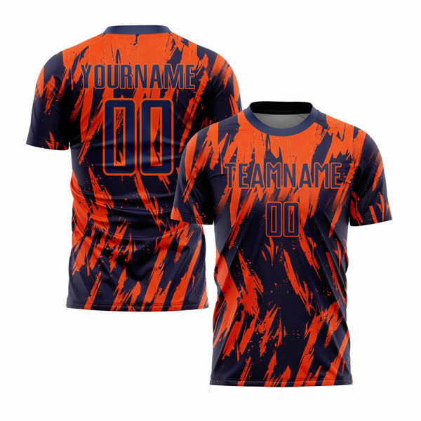 Custom Orange Navy Classic Uniform Training Sets Soccer Jersey For Adults/Kids