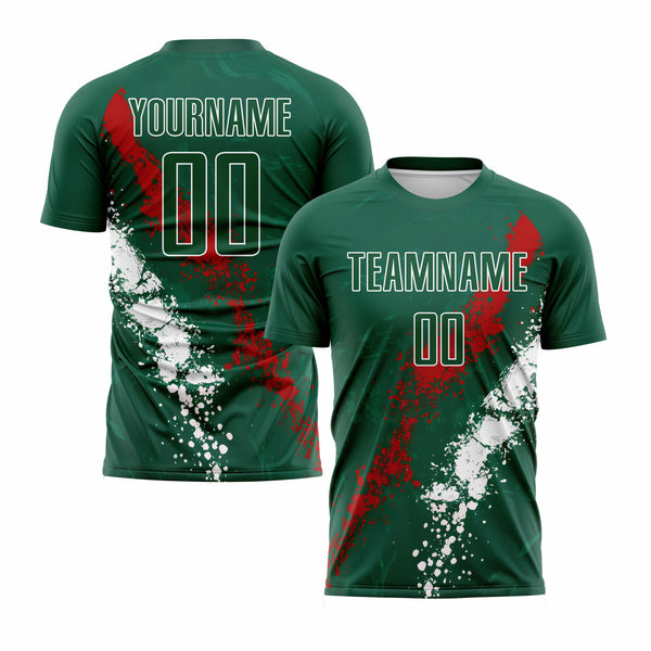 Custom Green Red-White Classic Uniform Training Sets Soccer Jersey For Adults/Kids