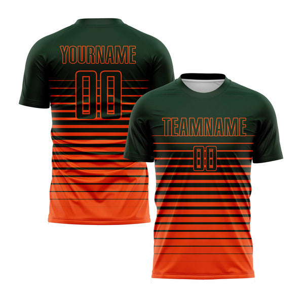 Custom Green Orange Pinstripe Fade Fashion Classic Uniform Training Sets Soccer Jersey For Adults/Kids