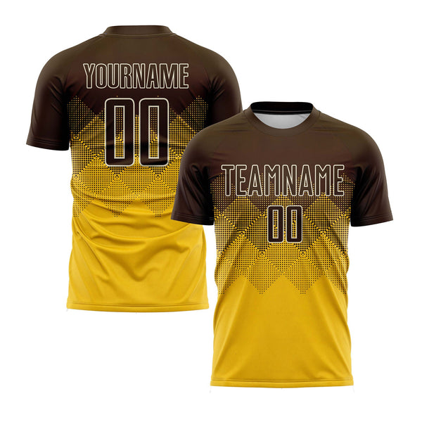 Custom Gold Brown-Cream Classic Uniform Training Sets Soccer Jersey For Adults/Kids