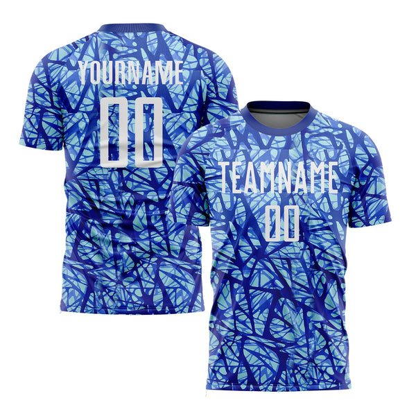 Custom Royal White-Light Blue Classic Uniform Training Sets Soccer Jersey For Adults/Kids