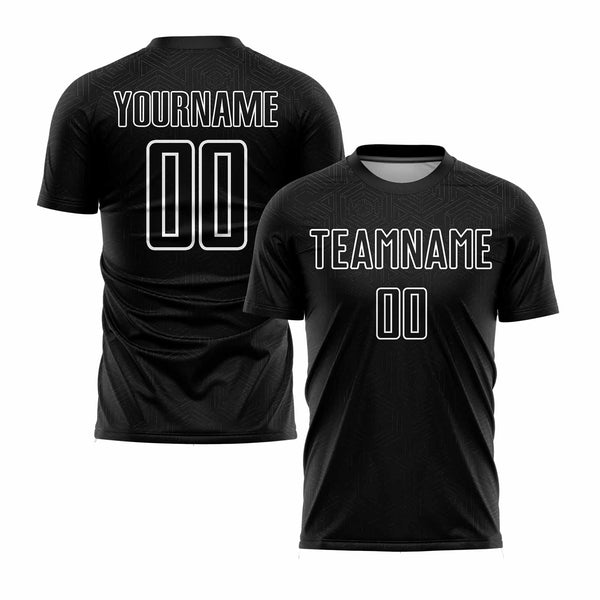 Custom Black White Geometric Shapes Classic Uniform Training Sets Soccer Jersey For Adults/Kids