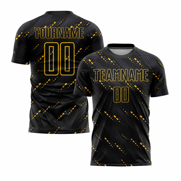 Custom Black Black-Gold Classic Uniform Training Sets Soccer Jersey For Adults/Kids