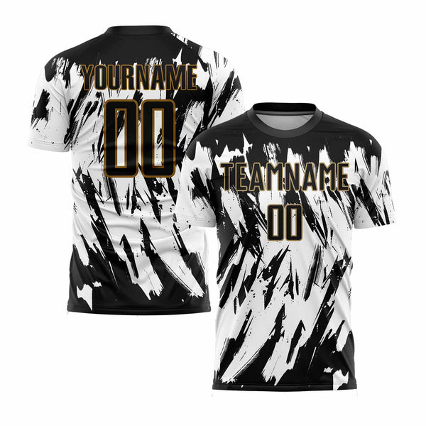 Custom White Black-Old Gold Classic Uniform Training Sets Soccer Jersey For Adults/Kids