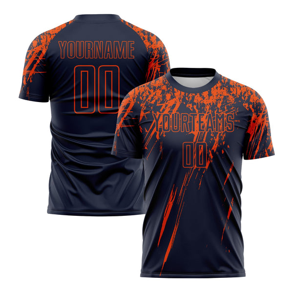 Custom Navy Orange Classic Uniform Training Sets Soccer Jersey For Adults/Kids