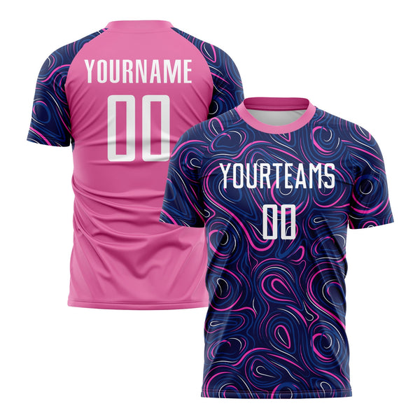 Custom Navy White-Pink Classic Uniform Training Sets Soccer Jersey For Adults/Kids