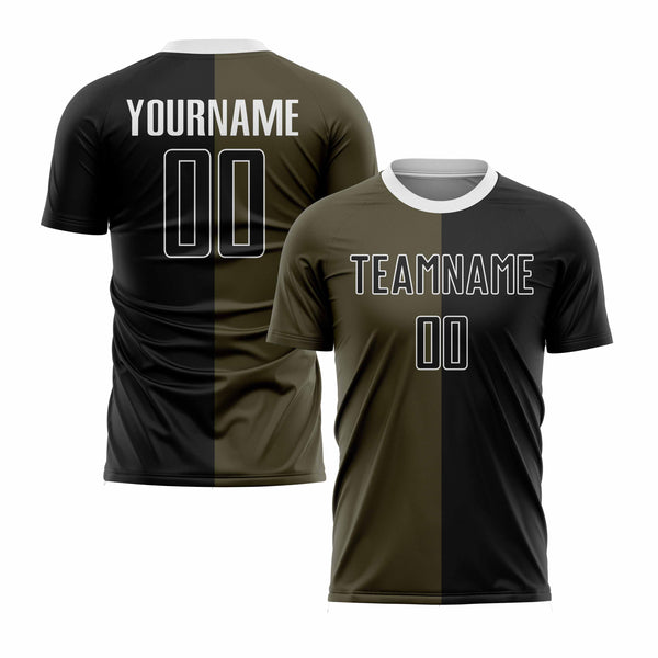 Custom Olive Black-White Classic Uniform Training Sets Soccer Jersey For Adults/Kids