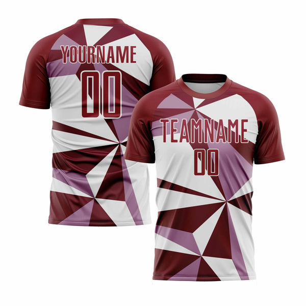 Custom Crimson White Geometric Pattern Classic Uniform Training Sets Soccer Jersey For Adults/Kids