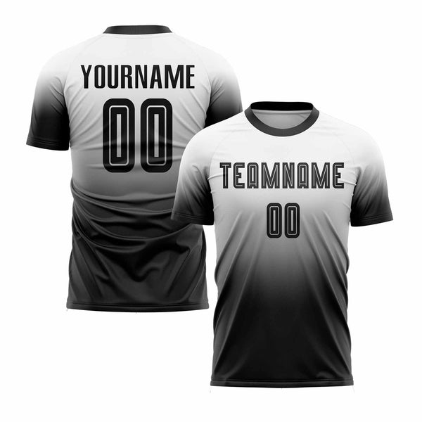 Custom White Black Fade Fashion Classic Uniform Training Sets Soccer Jersey For Adults/Kids