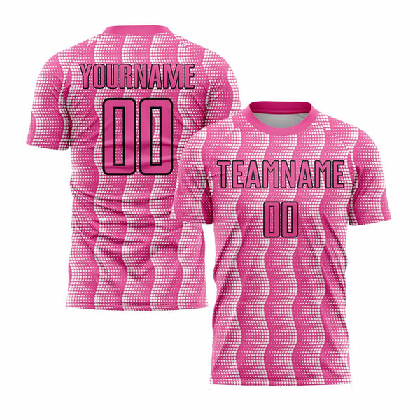 Custom Pink Black-White Geometric Shape Classic Uniform Training Sets Soccer Jersey For Adults/Kids
