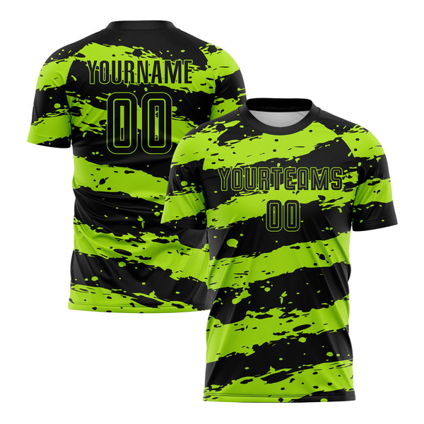 Custom Neon Green Black Classic Uniform Training Sets Soccer Jersey For Adults/Kids