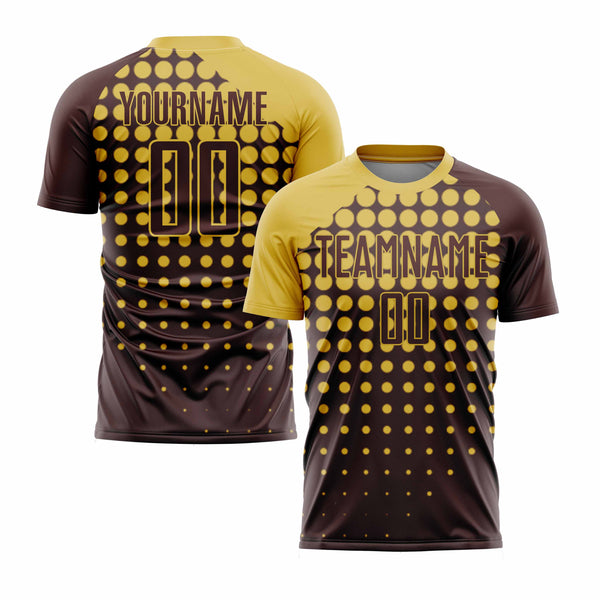 Custom Brown Old Gold Modern Polka Dot Classic Uniform Training Sets Soccer Jersey For Adults/Kids