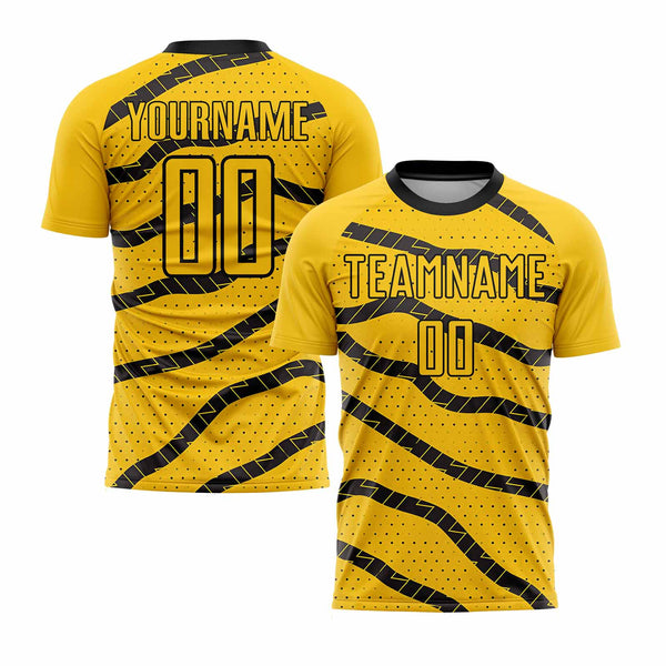 Custom Yellow Black Lines And Dots Classic Uniform Training Sets Soccer Jersey For Adults/Kids