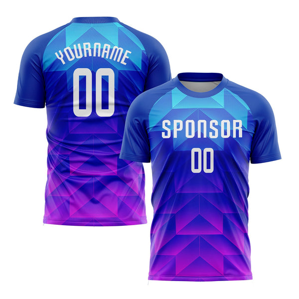 Custom Royal White Light Blue-Hot Pink Classic Uniform Training Sets Soccer Jersey For Adults/Kids