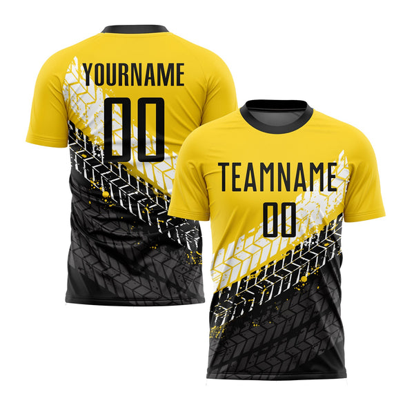 Custom Gold Black-White Classic Uniform Training Sets Soccer Jersey For Adults/Kids