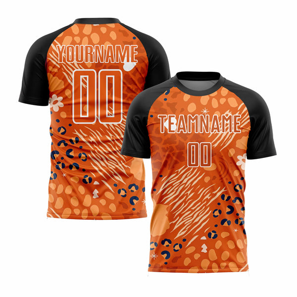 Custom Orange Bay Orange-Black African Pattern Classic Uniform Training Sets Soccer Jersey For Adults/Kids