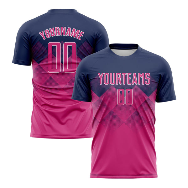 Custom Navy Pink-White Classic Uniform Training Sets Soccer Jersey For Adults/Kids