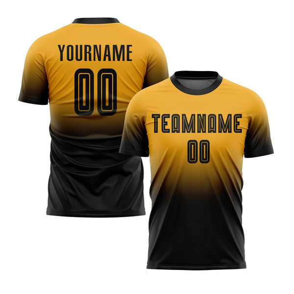 Custom Gold Black Fade Fashion Classic Uniform Training Sets Soccer Jersey For Adults/Kids