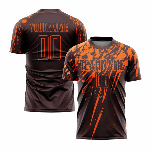 Custom Brown Orange Classic Uniform Training Sets Soccer Jersey For Adults/Kids