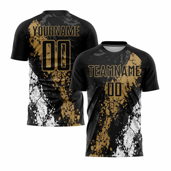 Custom Black Old Gold-White Classic Uniform Training Sets Soccer Jersey For Adults/Kids