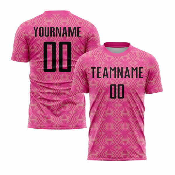 Custom Pink Black-Medium Pink Geometric Shapes Classic Uniform Training Sets Soccer Jersey For Adults/Kids