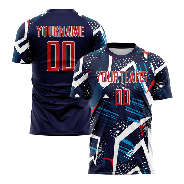 Custom Navy Red-White Classic Uniform Training Sets Soccer Jersey For Adults/Kids