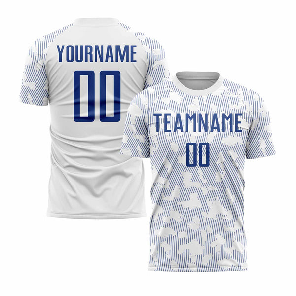 Custom White Royal Classic Uniform Training Sets Soccer Jersey For Adults/Kids