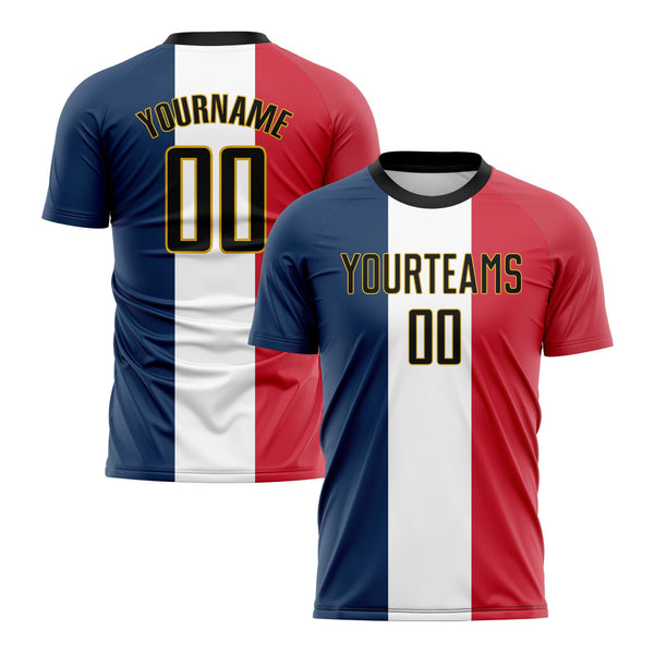 Custom Navy Black White Red-Gold Classic Uniform Training Sets Soccer Jersey For Adults/Kids