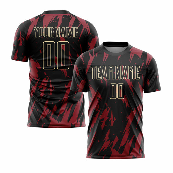 Custom Crimson Black-City Cream Classic Uniform Training Sets Soccer Jersey For Adults/Kids