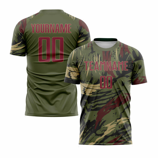 Custom Olive Crimson-Vegas Gold Classic Uniform Training Sets Soccer Jersey For Adults/Kids