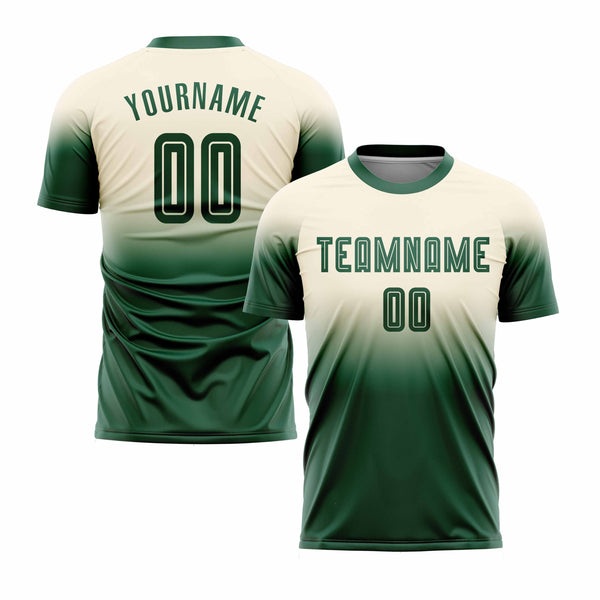 Custom Cream Green Fade Fashion Classic Uniform Training Sets Soccer Jersey For Adults/Kids