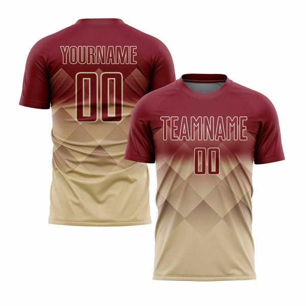 Custom Cream Crimson Classic Uniform Training Sets Soccer Jersey For Adults/Kids