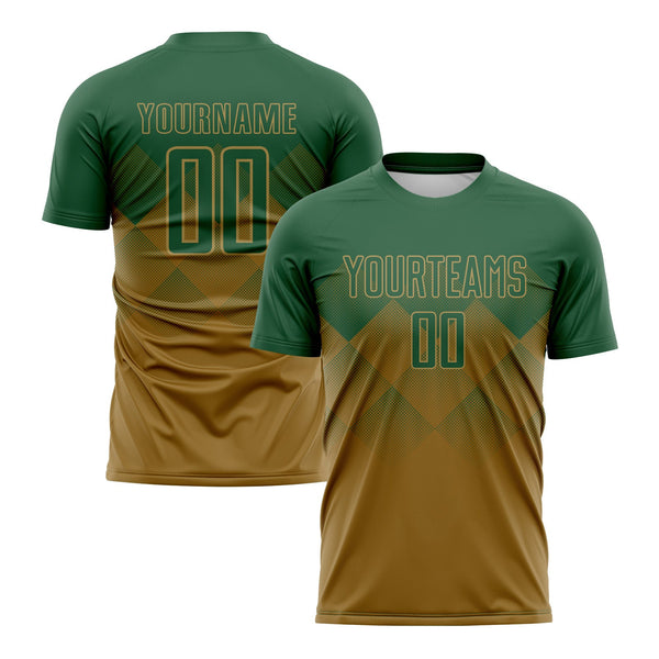 Custom Old Gold Green Classic Uniform Training Sets Soccer Jersey For Adults/Kids