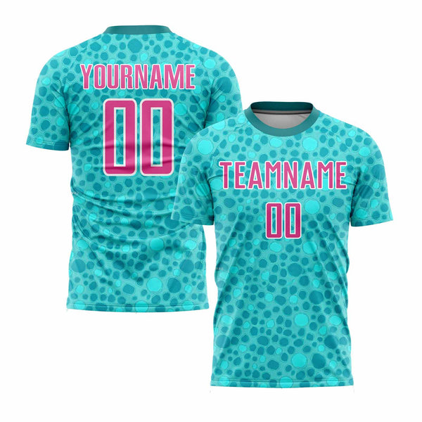 Custom Aqua Pink-White Classic Uniform Training Sets Soccer Jersey For Adults/Kids