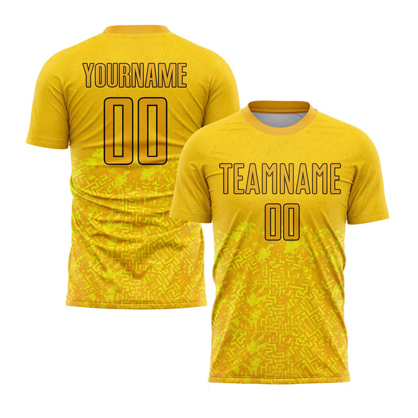 Custom Gold Black Geometric Shapes Classic Uniform Training Sets Soccer Jersey For Adults/Kids