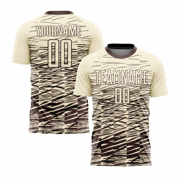 Custom Cream Brown Classic Uniform Training Sets Soccer Jersey For Adults/Kids