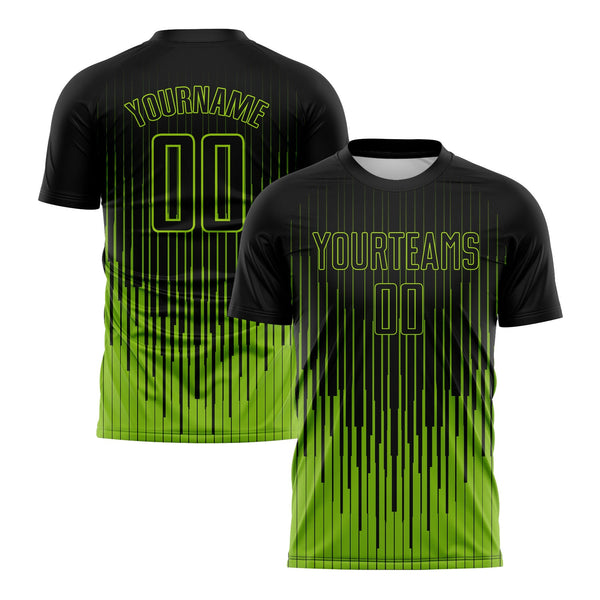 Custom Neon Green Black Classic Uniform Training Sets Soccer Jersey For Adults/Kids
