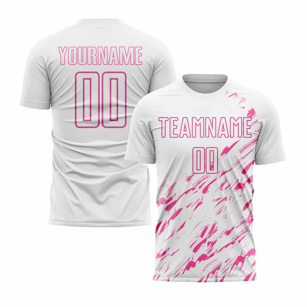 Custom White Pink Classic Uniform Training Sets Soccer Jersey For Adults/Kids