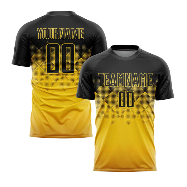 Custom Gold Black Classic Uniform Training Sets Soccer Jersey For Adults/Kids