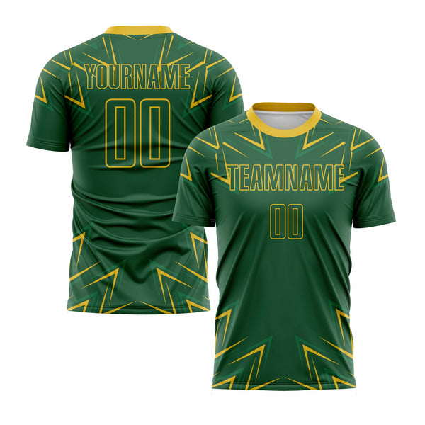Custom Green Yellow Geometric Shapes Classic Uniform Training Sets Soccer Jersey For Adults/Kids