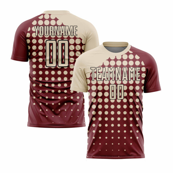 Custom Crimson Cream-Black Modern Polka Dot Classic Uniform Training Sets Soccer Jersey For Adults/Kids