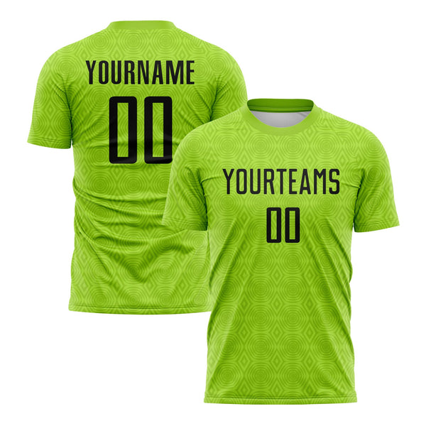 Custom Neon Green Black Geometric Shapes Classic Uniform Training Sets Soccer Jersey For Adults/Kids